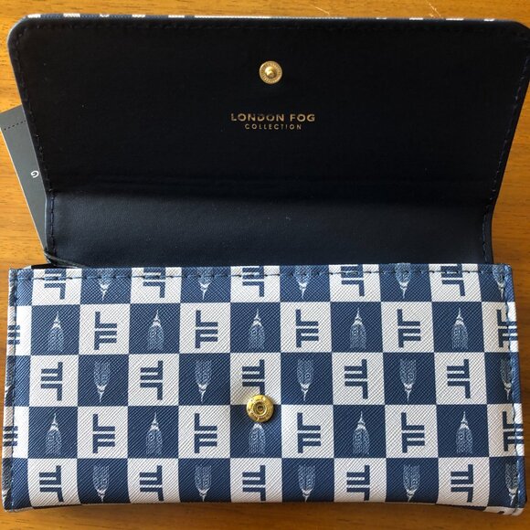 London Fog LFWS23901-Navy Lara Signature Flap Wallet 100th Year Anniversary $48 - Picture 11 of 12